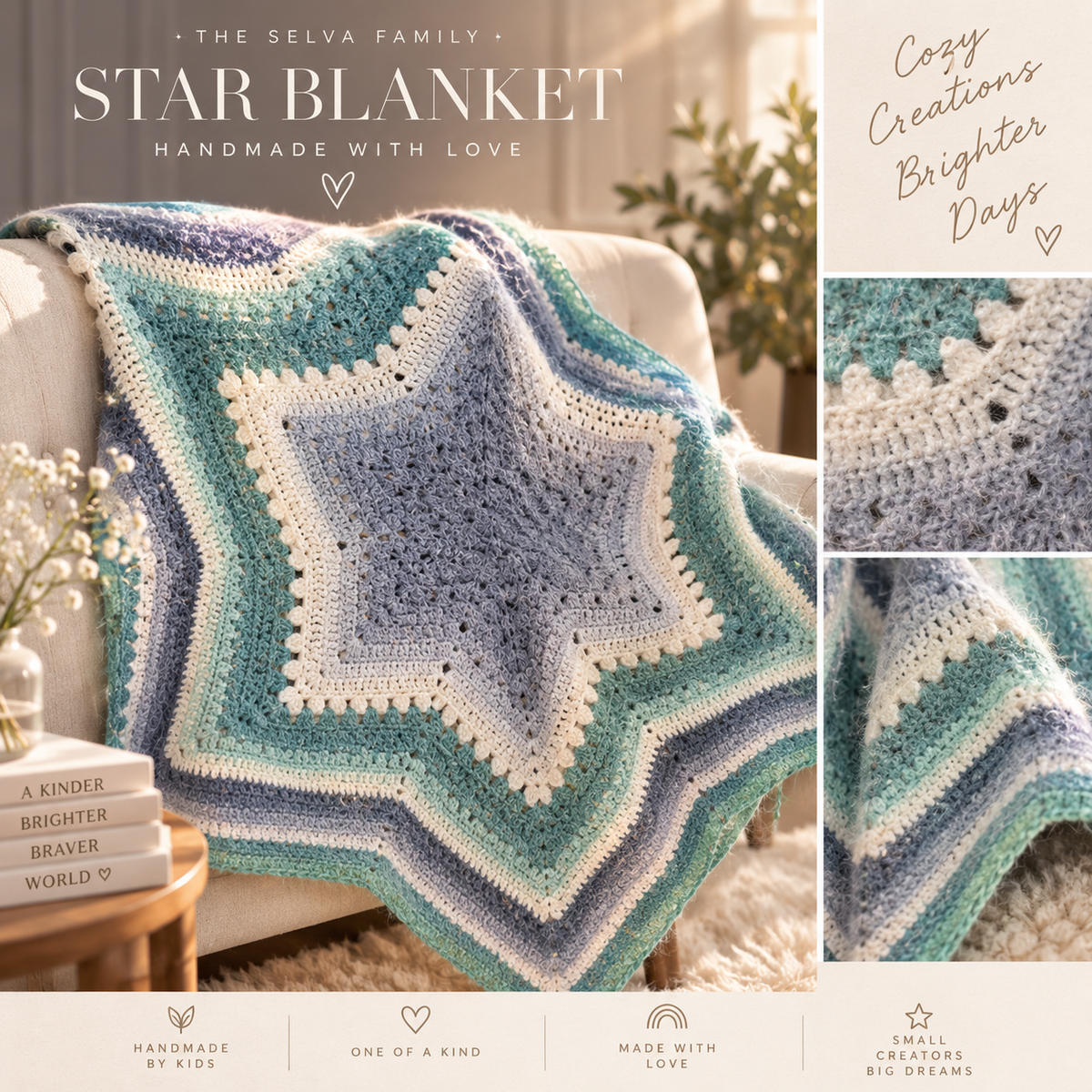 Sarah’s Handmade Fuzzy Star Blanket — One of One