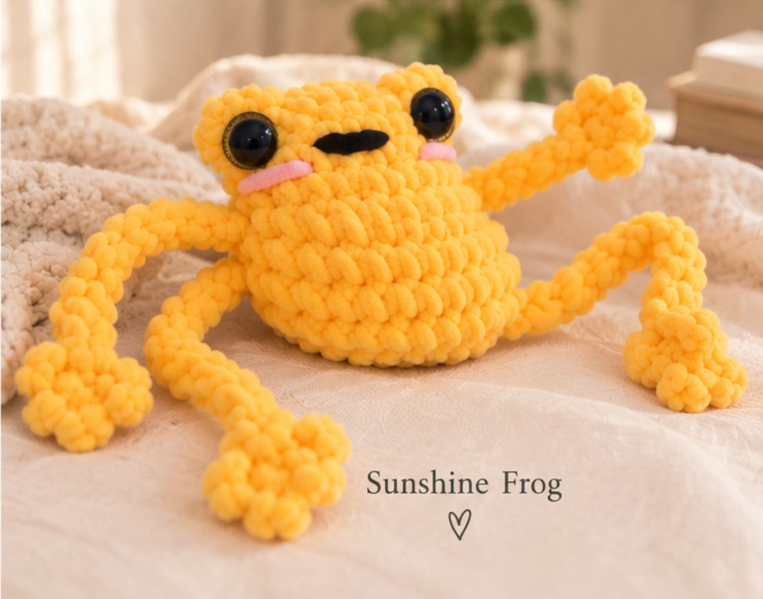 Forest handmade crochet frog by Sarah and Indrani