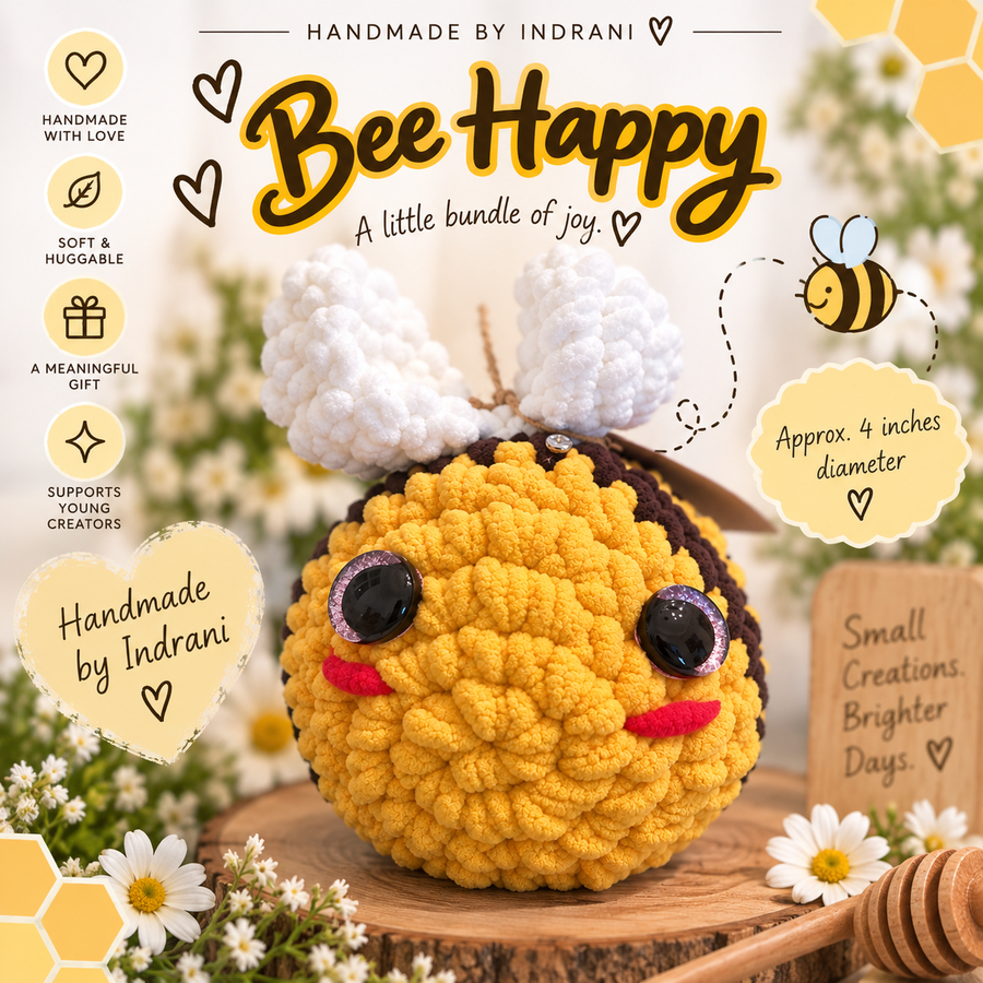 Bee Happy — Handmade Crochet Bee by Indrani