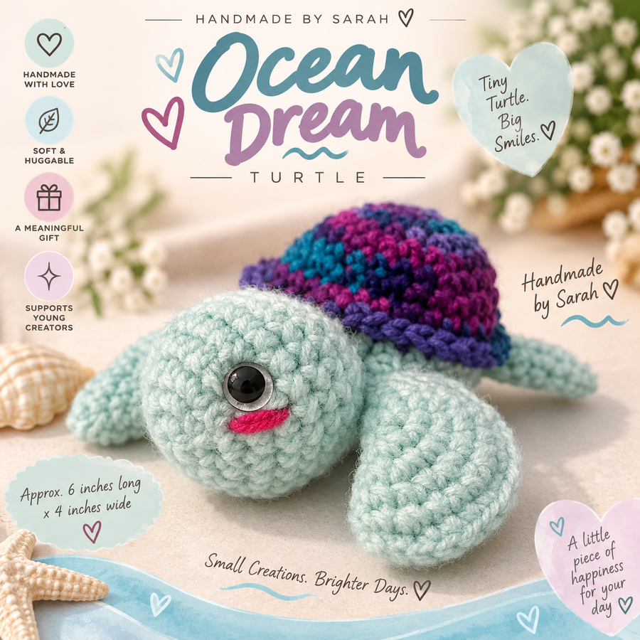 Ocean Dream — Handmade Crochet Turtle by Sarah